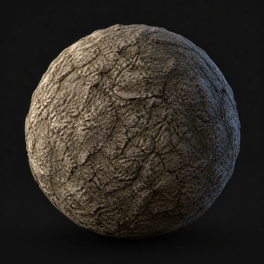 Photorealistic Rock terrain material sphere.